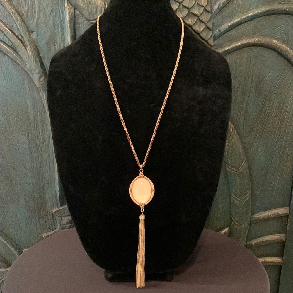 Lucky Brand Brass Opal Type Pendant Necklace